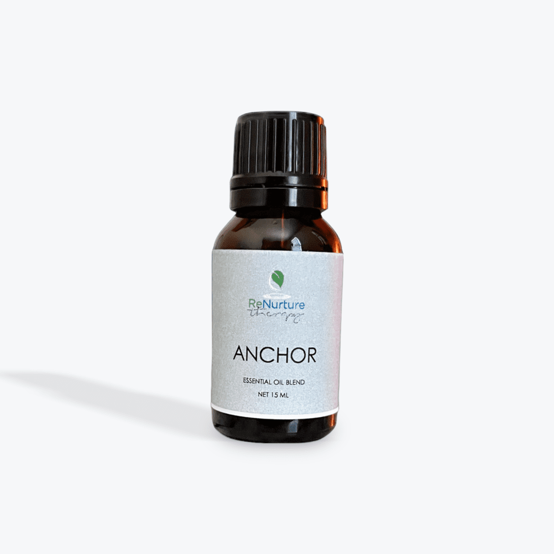 Amber essential oil bottle with black cap